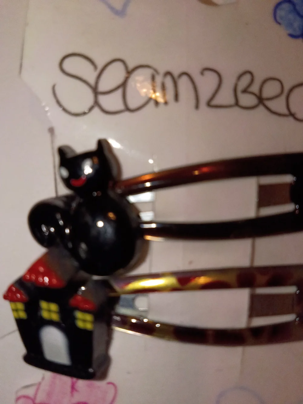 Black Cat & Haunted House Cat Hair Clips - Pets Cat Accessory